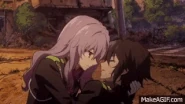 Shinoa holds an unconscious Yu after his seraph's rampage