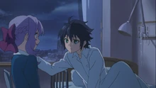Checking the bandaid on Shinoa where she was bitten