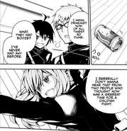 Shiho scolds the squad for getting drunk, but Shinoa scolds him just the same