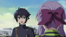 Supporting Shinoa when she blames herself for being late and losing