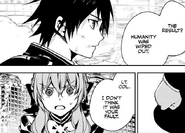Guren says that because of him humanity is wiped off the world