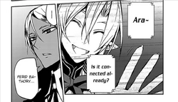 Ferid steps into view while he comments brightly.