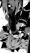 Shinoa about to be bitten by Crowley