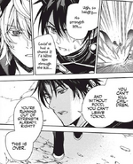 Yu thinks about killing child, but Guren says Yu won't do it