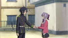 Sincerely thanking Shinoa for sticking with him