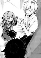 Shinoa showing off her interrogation makeup to Shinya