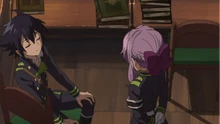Attentive and ready to hear what Shinoa has to say about turning Mika back
