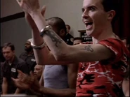 Kiki Faye Downing is a wildly enthusiastic supporter of Jason Cramer, when Cramer represents the Gays in a semi-final boxing match against Hamid Khan