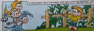 Chuck Billy as Scarecrow in the comic book version of "Os Quatro Músicos do Bairro do Limoeiro!"