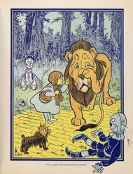 Dorothy meets the Cowardly Lion.