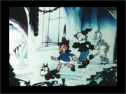 Dorothy and her friends enter the Wizard's throne room.