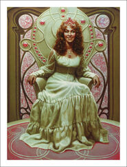 Glinda on her throne of rubies.