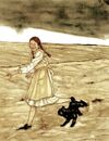 Dorothy and Toto in Kansas. By Michael Hague.