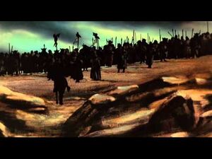 Gandalf and the Riders of Rohan saving the people of Edoras.