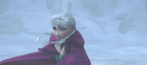 Anna searching for Kristoff in a blizzard.