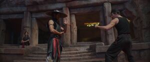 Liu Kang watched Kung Lao trained with Cole.