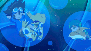 Chosen Ones and Digimon partners sleeps in MarineAngemon’s castle