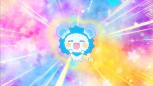 Fuwa as a blue lion in episode 6