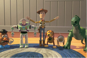 Woody and his friends in Toy Story