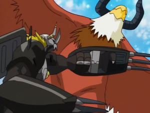 BlackWarGreymon strikes Aquilamon