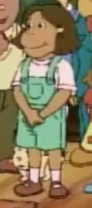 Francine in her formal T-shirt and overall shorts