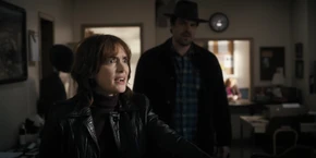 "Why is he in handcuffs?"-Joyce asking why her son is in handcuffs.