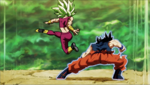 Ultra Instinct Sign Goku dodge SSJ2 Kefla kick