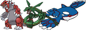 Kyogre, Groudon, and Rayquaza.