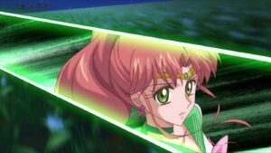 Sailor Jupiter in the opening from Sailor Moon Crystal.