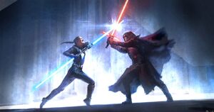 Rey and Kylo fight Duel of Fates