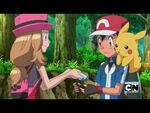 Serena, Ash, and Pikachu