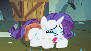 Rarity continues to cry on the floor S1E19