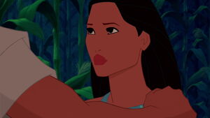 Pocahontas telling her father she is honored to one day lead their people using strength and wisdom.