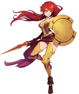 Pyrrha as she appears in RWBY: Amity Arena.