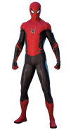 A render of Peter's Upgraded Suit from Insomniac's Spider-Man video game series