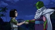 Android 17 shaking hands with Piccolo and finally become allies.