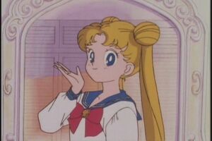 Usagi Tsukino/Sailor Moon's heroic smile.