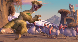 Sid rush towards the dodos.
