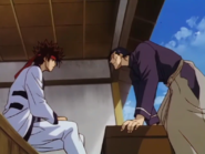 Saitō introduces himself as a pharmacist to Sano.