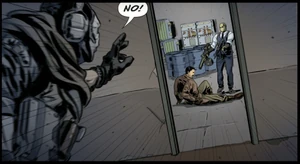 Mace being told by Ghost to not kill Tank Dempsey.