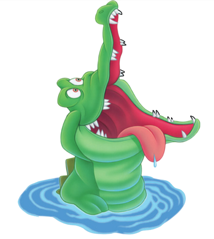 crocodile chases man swimming clipart