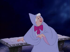 The Fairy Godmother revealing her identity to Cinderella.