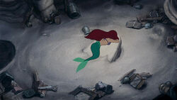 Ariel crying alone in her destroyed grotto.