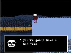 Sans threatening Frisk on a Genocide Route