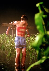 Clark Kent tied up as a scarecrow in Smallville