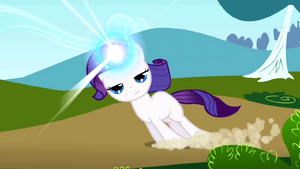 Young Rarity being guided by her horn to some diamonds