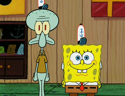Sponegbob with Squidward Tentacles at the Krusty Krab
