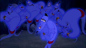 Genie with duplicates of himself.