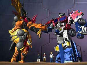 Optimus Prime And Scourge Shaking Hands