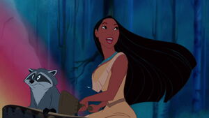 Meeko and Pocahontas having gone through a rainbow.